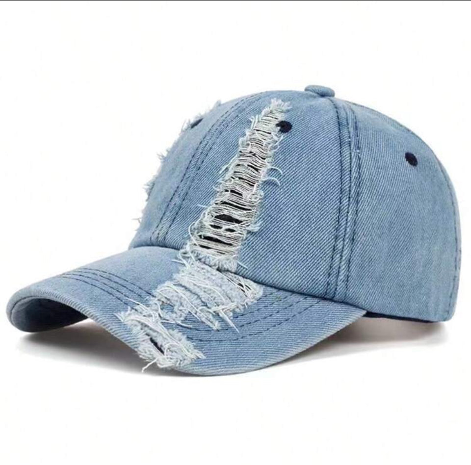 Distressed Denim Caps